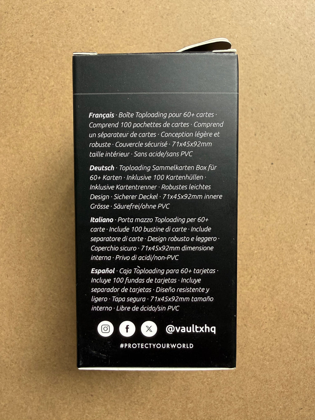 Vault X Toploading Deck Box with 100 Sleeves - Black