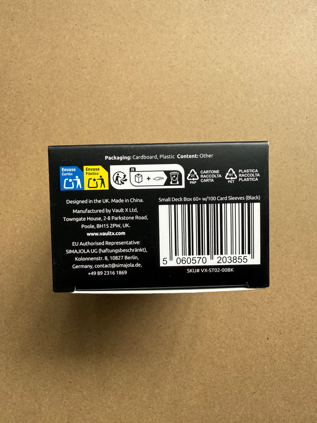 Vault X Toploading Deck Box with 100 Sleeves - Black