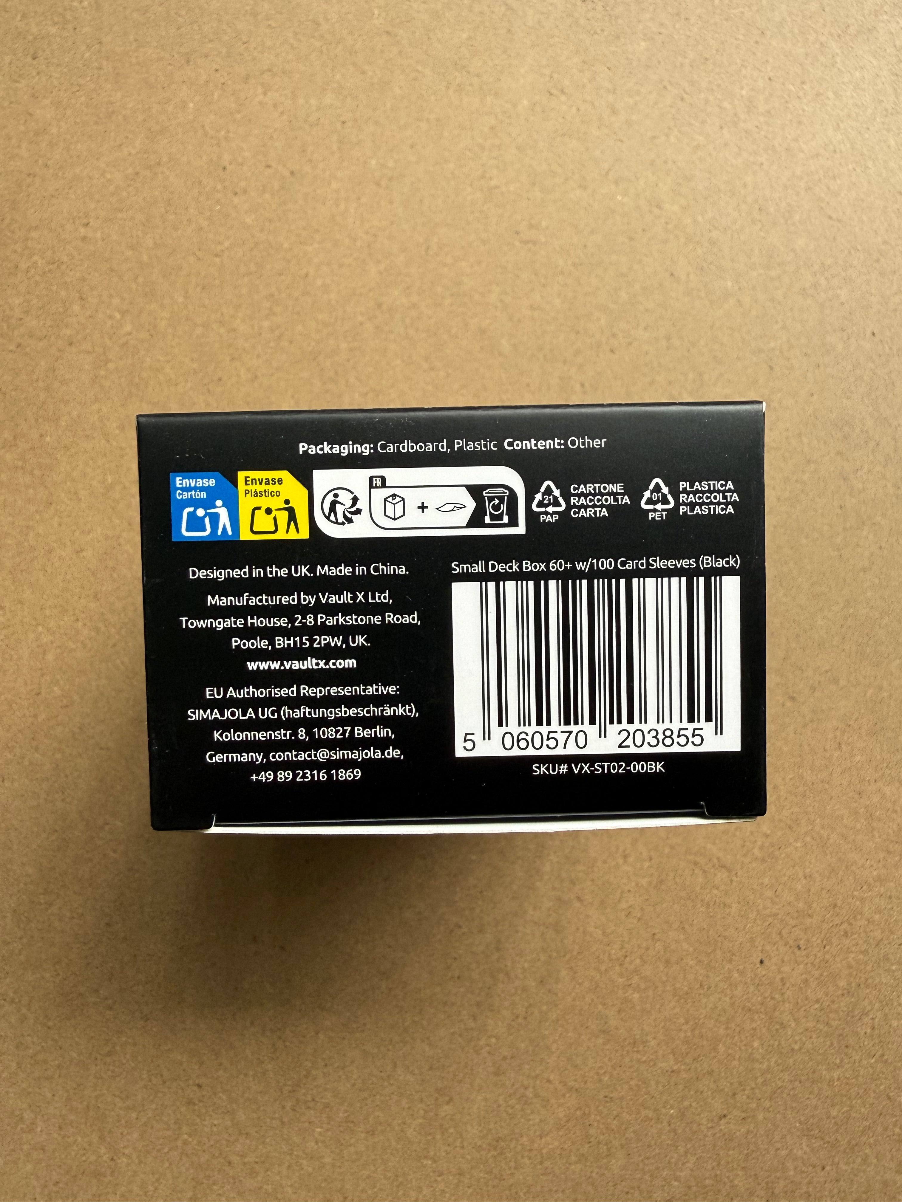 Vault X Toploading Deck Box with 100 Sleeves - Black