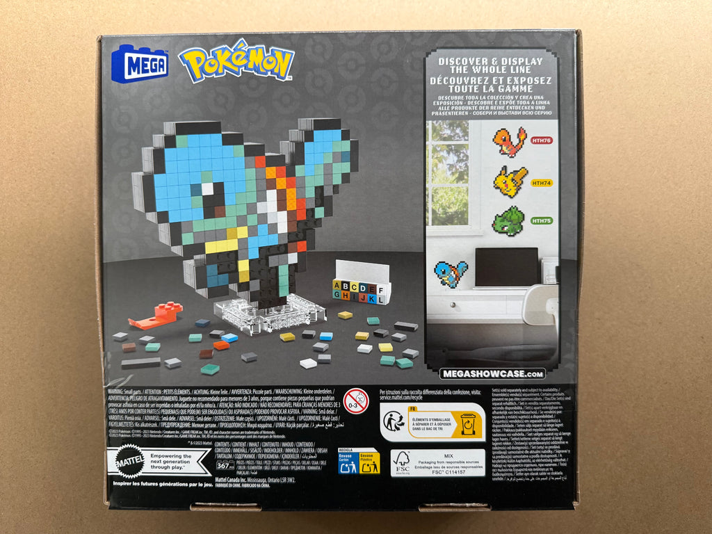 Mega Pokémon Squirtle Pixel Art Construction Set - 367 Pieces