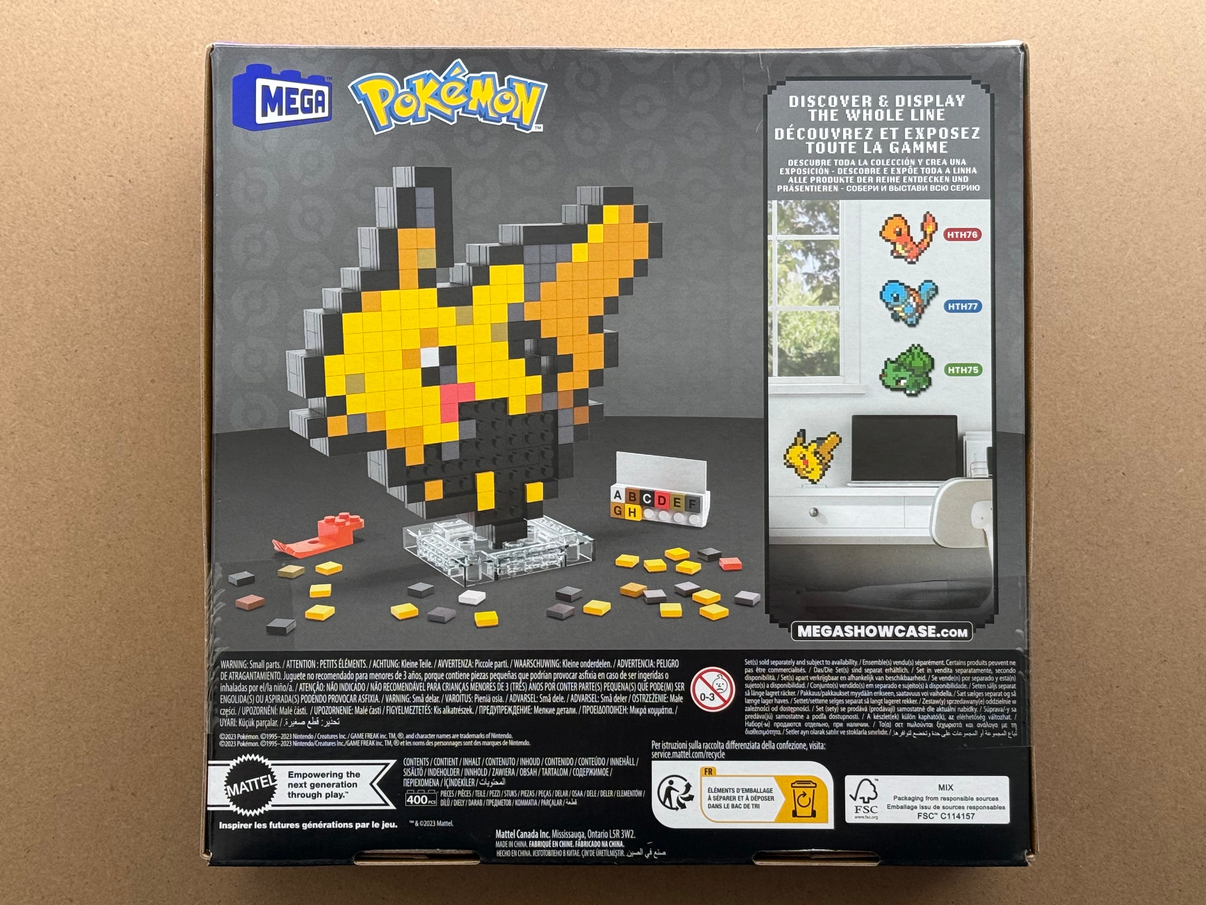 Mega Pokémon Pikachu Pixel Art Construction Set - 400 Pieces