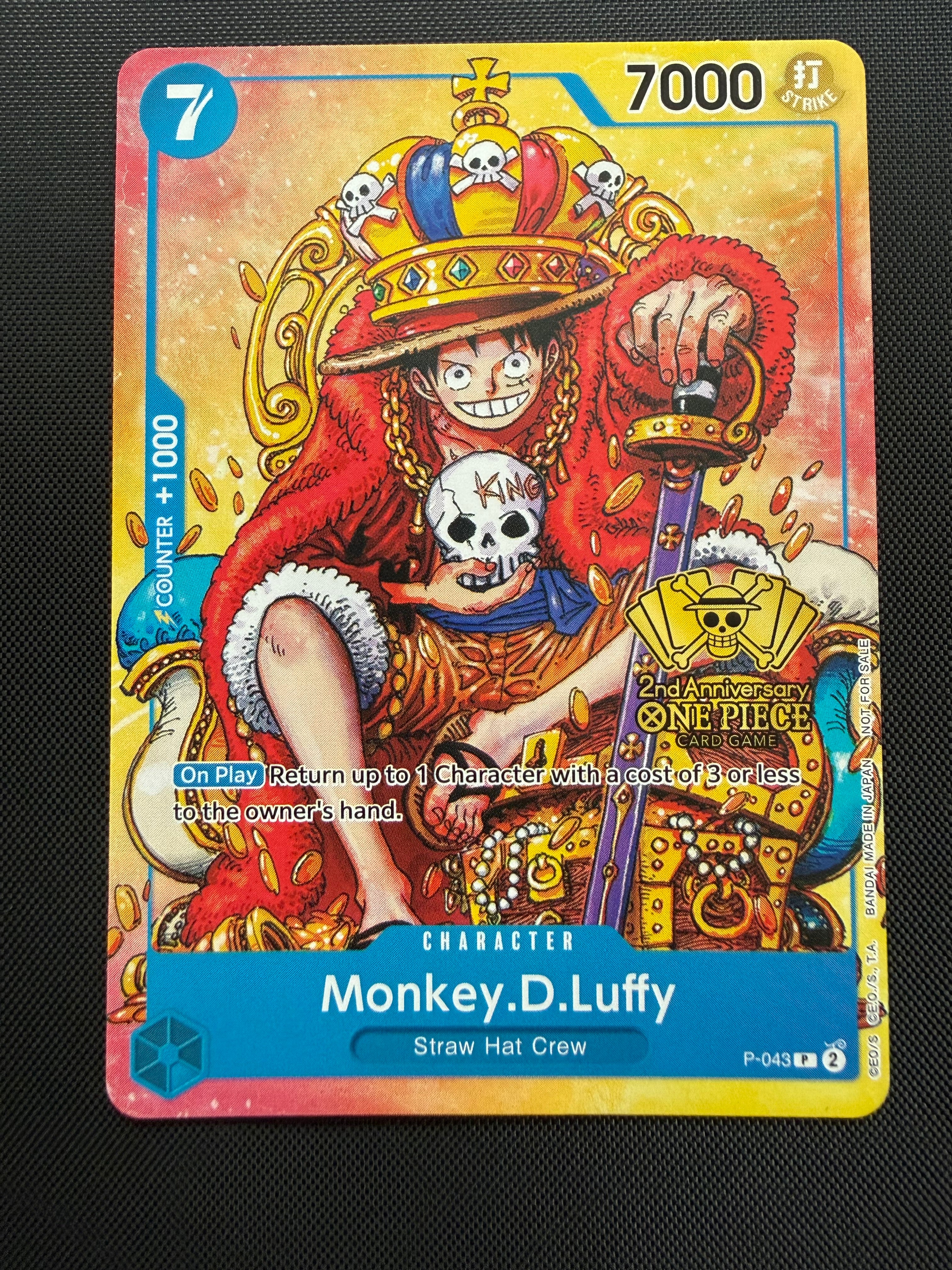 Monkey.D.Luffy P-043 - 2nd Anniversary - Near Mint One Piece Card Single